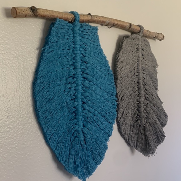 Set of 2: Grey and Blue Feathered Wall Art - Picture 10 of 14